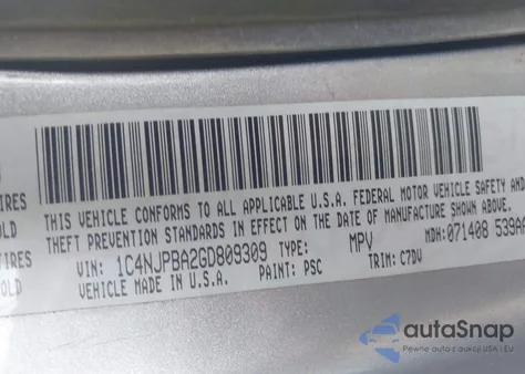 2016 Jeep Patriot Sport z USA, uszkodzony, nr VIN 1C4NJPBA2GD809309
